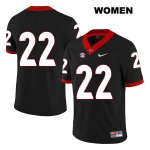Women's Georgia Bulldogs NCAA #22 Jes Sutherland Nike Stitched Black Legend Authentic No Name College Football Jersey ORG1754KM